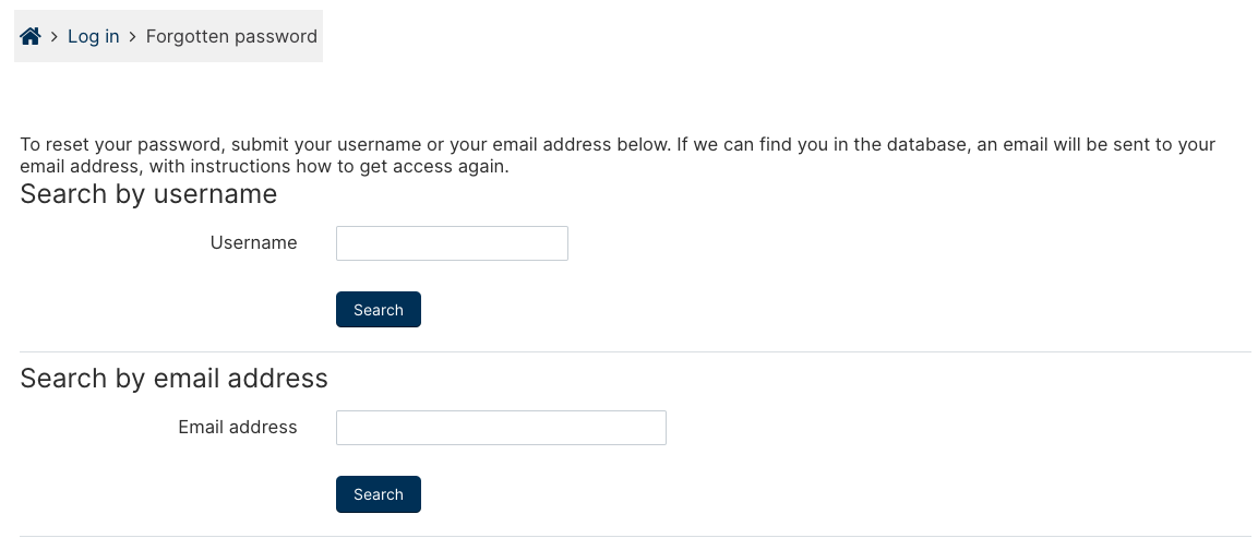 reset forgotten password